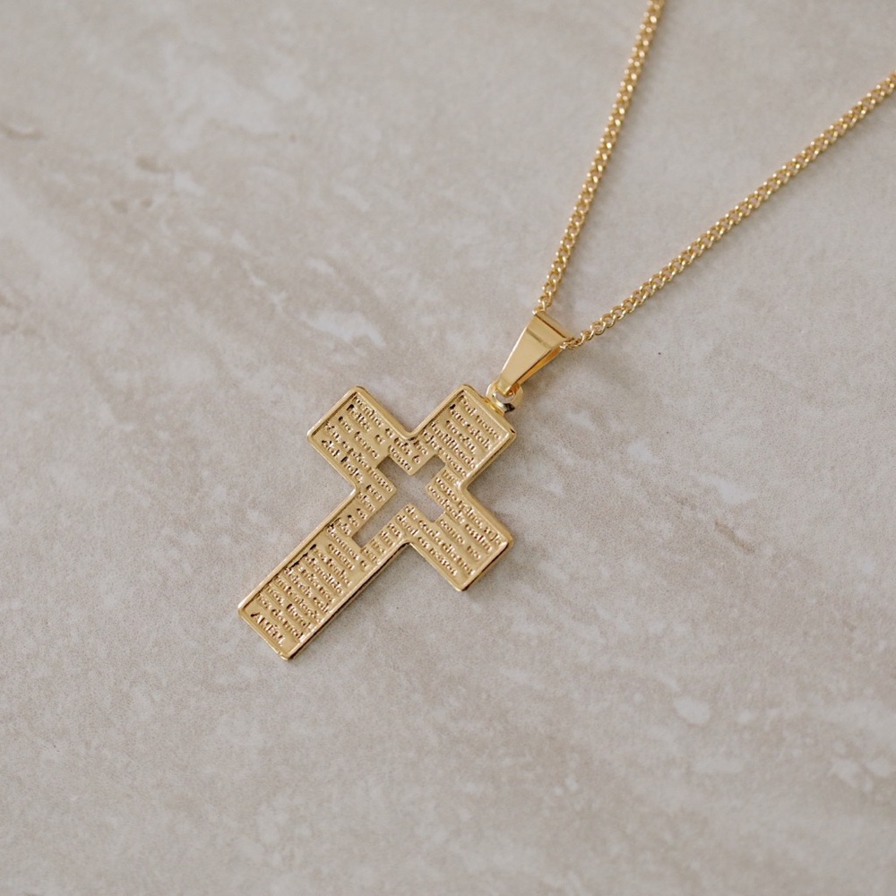 Our Father Prayer Cross Necklace | 18k Gold Filled - Picture 2 of 5